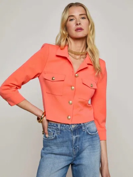 L'agence Coral-Red Structured Gold-Button Jacket